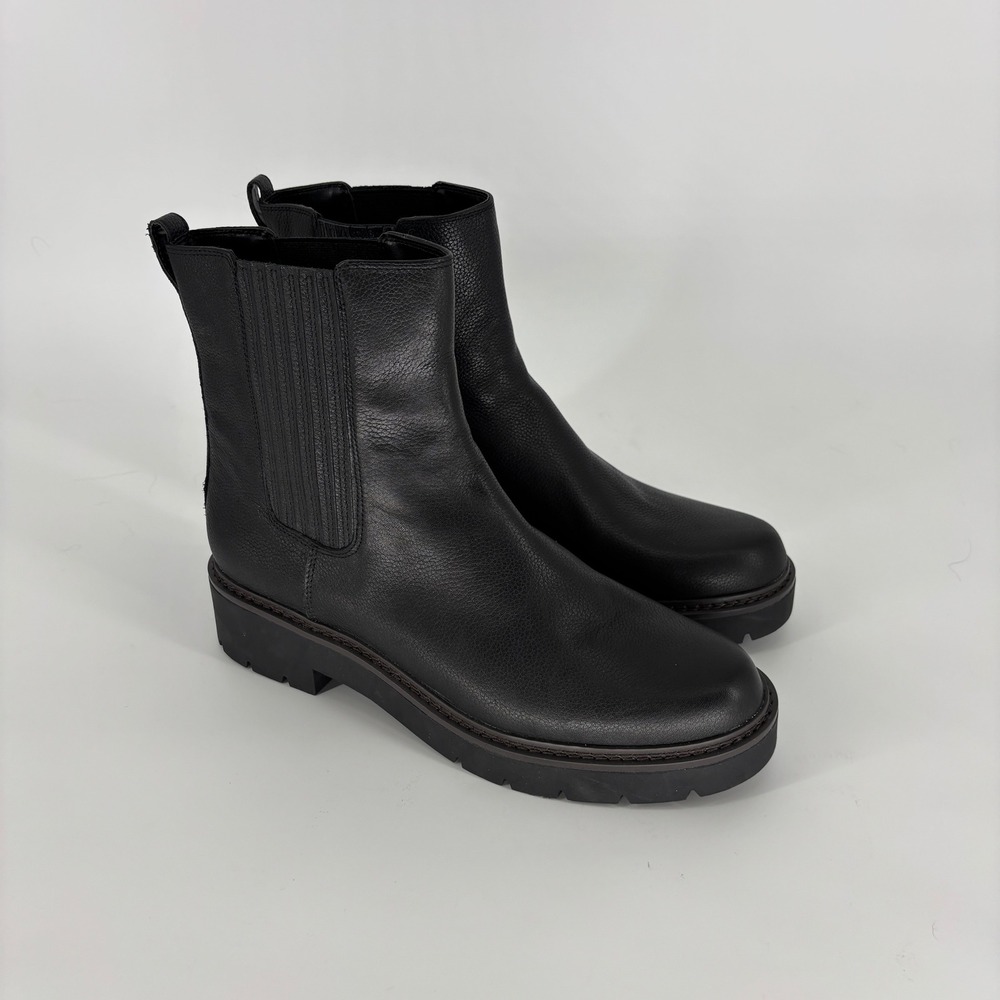 NORDSTROM Nodelaney Water Repellent Leather Boots Black Women Size 11 Lug Sole